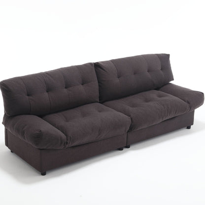 Canapé 2 places en tissu marron 96,46 avec capitonnage à boutons, cadre confortable et robuste pour appartements et salons