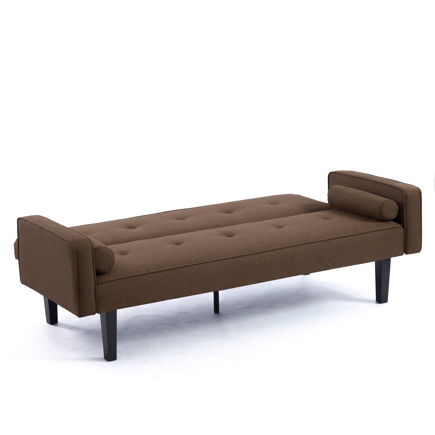 Canapé-lit futon 3 places convertible marron avec pieds en bois