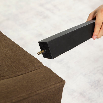 Canapé-lit futon 3 places convertible marron avec pieds en bois