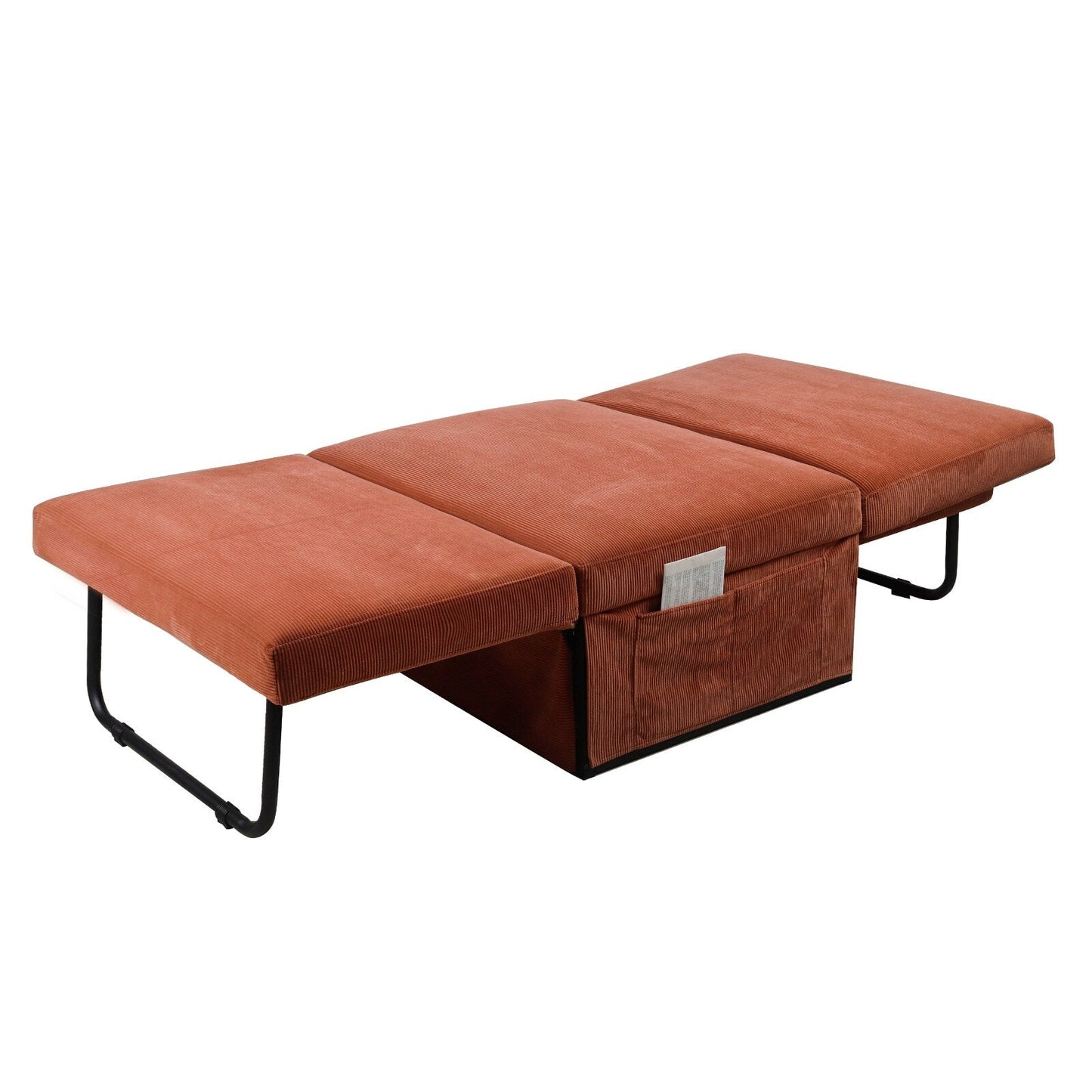 Canapé-lit simple convertible en velours côtelé marron avec dossier inclinable