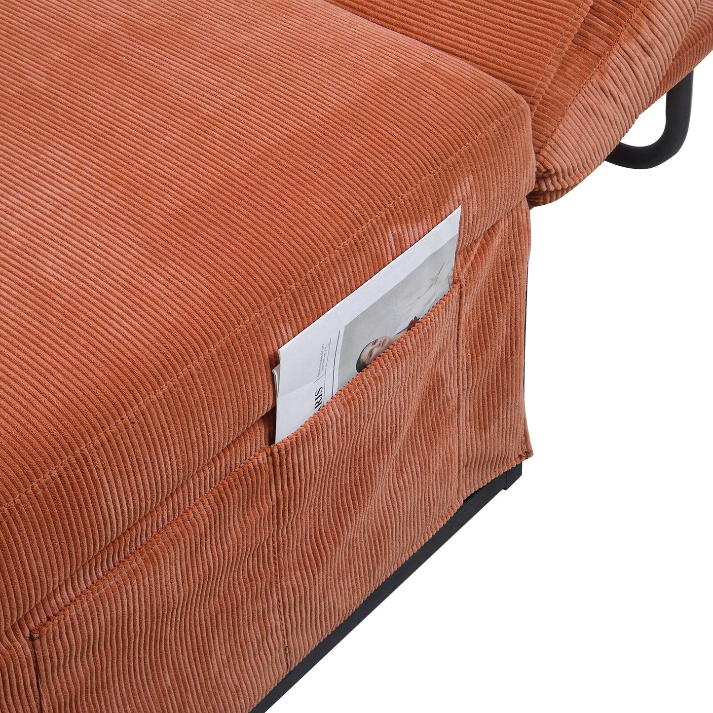 Canapé-lit simple convertible en velours côtelé marron avec dossier inclinable