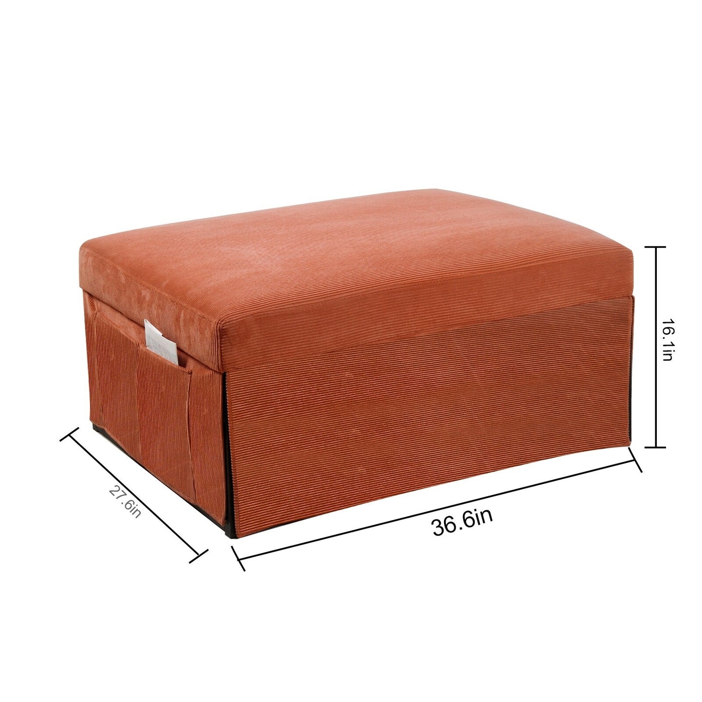 Canapé-lit simple convertible en velours côtelé marron avec dossier inclinable