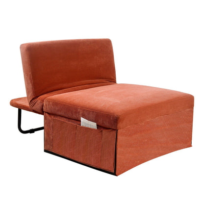 Canapé-lit simple convertible en velours côtelé marron avec dossier inclinable