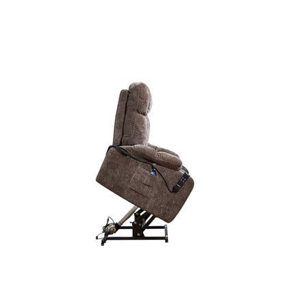 Fauteuil inclinable à double moteur marron avec positionnement infini, inclinaison à plat à 180°, chauffage, massage et dossier réglable