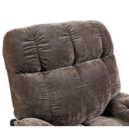 Fauteuil inclinable électrique à double moteur marron avec fonctions de chauffage et de massage par vibration