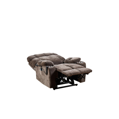 Fauteuil inclinable électrique à double moteur marron avec positionnement infini, inclinaison à plat à 180°, chauffage, massage et dossier réglable