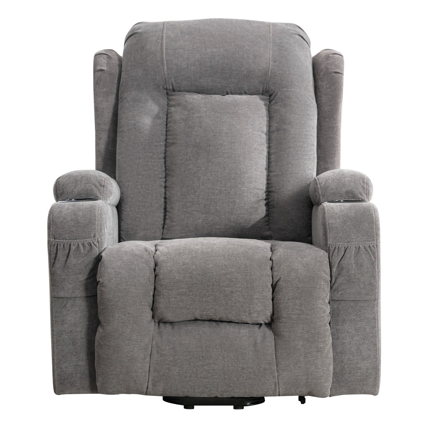 Fauteuil inclinable électrique marron avec chauffage, massage, port de chargement USB et rangement latéral, réglable pour personnes âgées