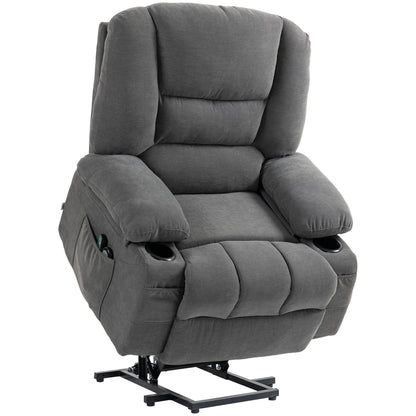 Fauteuil inclinable électrique marron avec massage, chauffage, télécommande et poches latérales