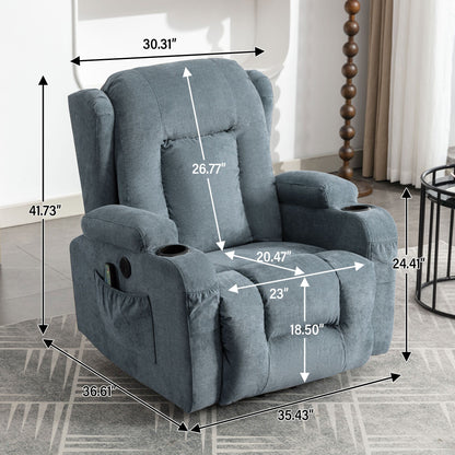 Fauteuil inclinable électrique marron avec chauffage, massage et port USB pour personnes âgées