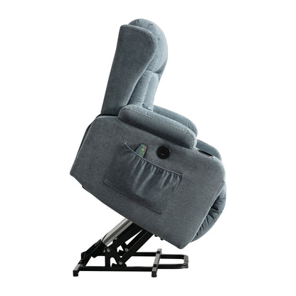 Fauteuil inclinable électrique marron avec chauffage, massage et port USB pour personnes âgées