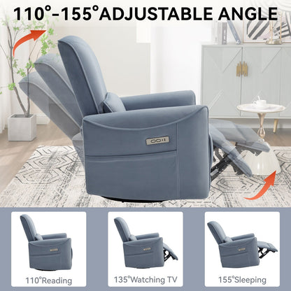 Fauteuil inclinable ergonomique marron avec pivot à 270°, balancement doux, rembourrage résistant, ports de charge USB et Type-C