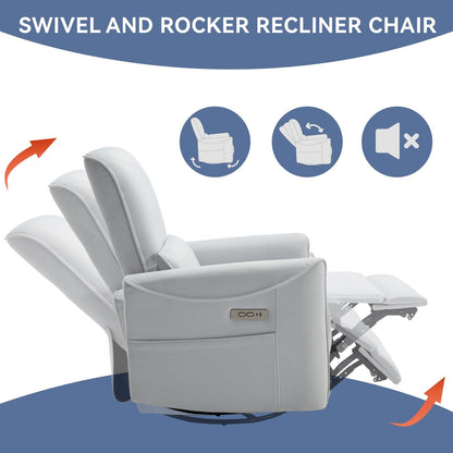 Fauteuil inclinable ergonomique marron avec pivot à 270°, mouvement de bascule doux, tissu résistant, ports USB et Type-C