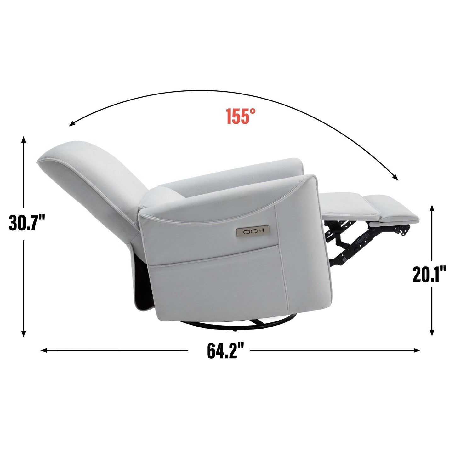 Fauteuil inclinable ergonomique marron avec pivot à 270°, mouvement de bascule doux, tissu résistant, ports USB et Type-C