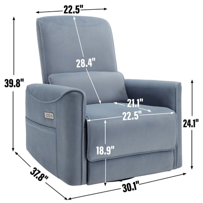 Fauteuil inclinable électrique ergonomique marron avec pivot à 270°, balancement doux, revêtement durable et chargement USB et Type-C