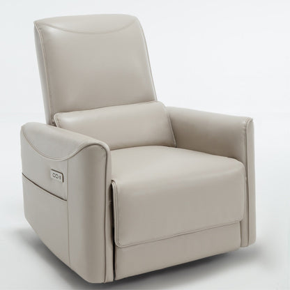 Fauteuil inclinable ergonomique marron pivotant à 270°, ports USB et Type-C, et coussin lombaire confortable