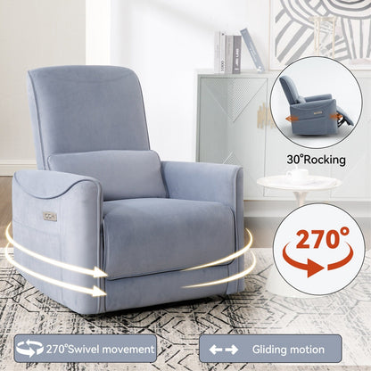 Fauteuil inclinable ergonomique marron pivotant à 270°, ports USB et Type-C, et coussin lombaire confortable