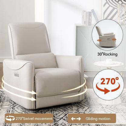 Fauteuil inclinable ergonomique marron avec port pivotant, à bascule et USB