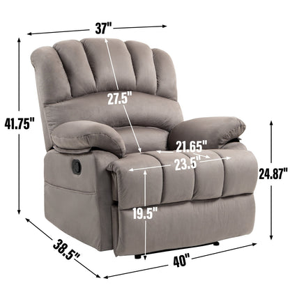 Fauteuil inclinable manuel extra large marron avec inclinaison à 155° et revêtement en tissu