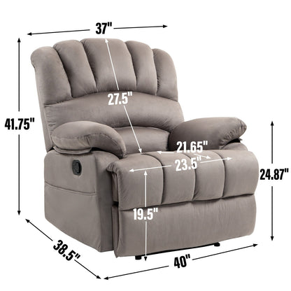 Fauteuil inclinable manuel extra-large marron avec inclinaison à 155° et revêtement en tissu confortable