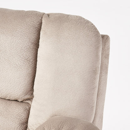 Fauteuil inclinable manuel en tissu marron avec deux porte-gobelets et dimensions généreuses