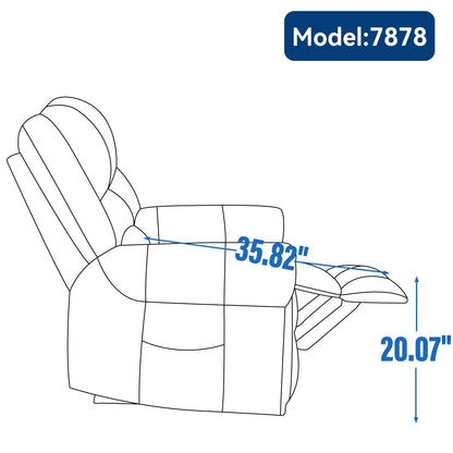 Fauteuil inclinable releveur en similicuir marron avec massage thermique, accès USB et plusieurs réglages d'inclinaison