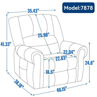 Fauteuil inclinable électrique en cuir véritable marron avec double moteur, massage par vibrations à 8 points, chauffant et ports USB