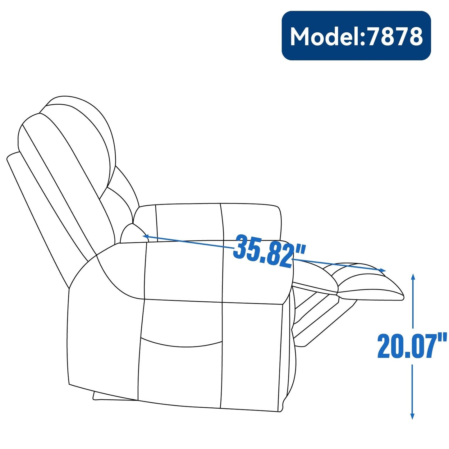 Fauteuil inclinable électrique en cuir véritable marron avec double moteur