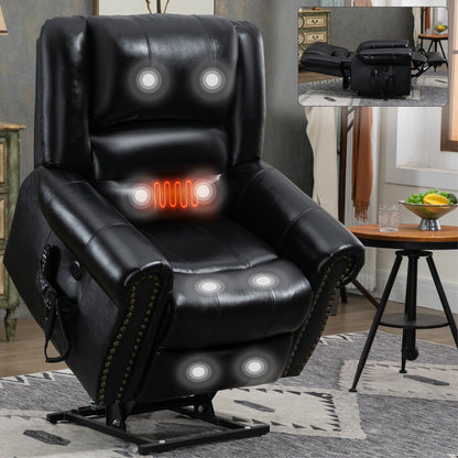 Fauteuil inclinable électrique en cuir véritable marron avec deux moteurs, massage chauffant, ports USB et angles d'inclinaison personnalisables