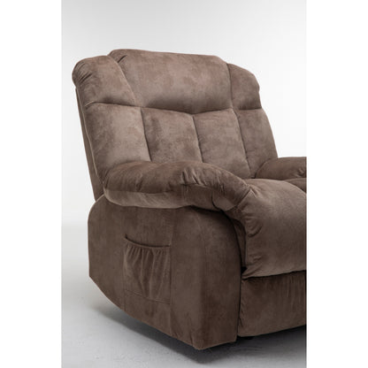 Fauteuil inclinable électrique robuste marron avec tissu antidérapant, coussin rembourré et fonctions réglables pour personnes âgées