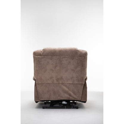 Fauteuil inclinable électrique robuste marron avec tissu antidérapant, coussin rembourré et fonctions réglables pour personnes âgées