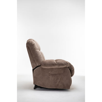Fauteuil inclinable électrique robuste marron avec tissu antidérapant, coussin rembourré et fonctions réglables pour personnes âgées