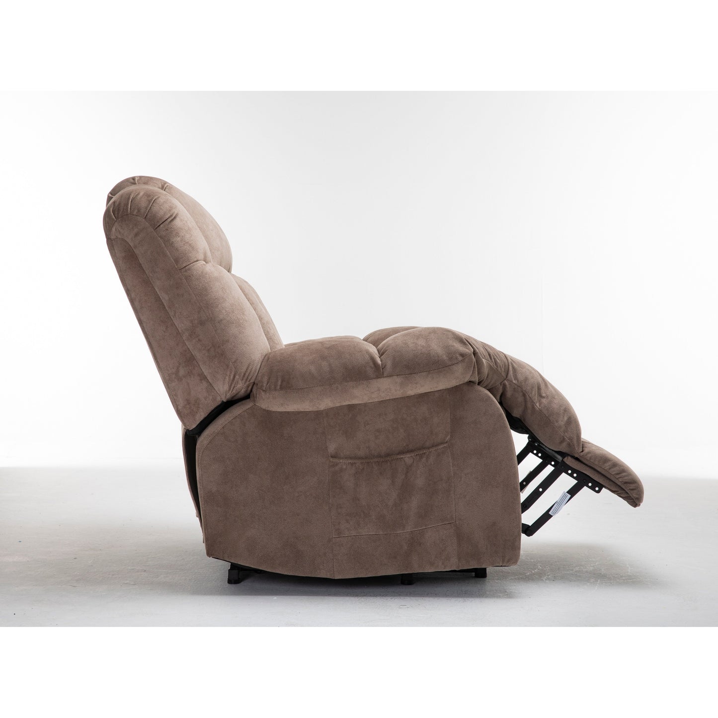 Fauteuil inclinable électrique robuste marron avec tissu antidérapant, coussin rembourré et fonctions réglables pour personnes âgées