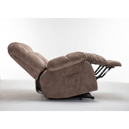 Fauteuil inclinable électrique robuste marron avec tissu antidérapant, coussin rembourré et fonctions réglables pour personnes âgées