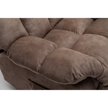 Fauteuil inclinable électrique robuste marron avec tissu antidérapant, coussin rembourré et fonctions réglables pour personnes âgées
