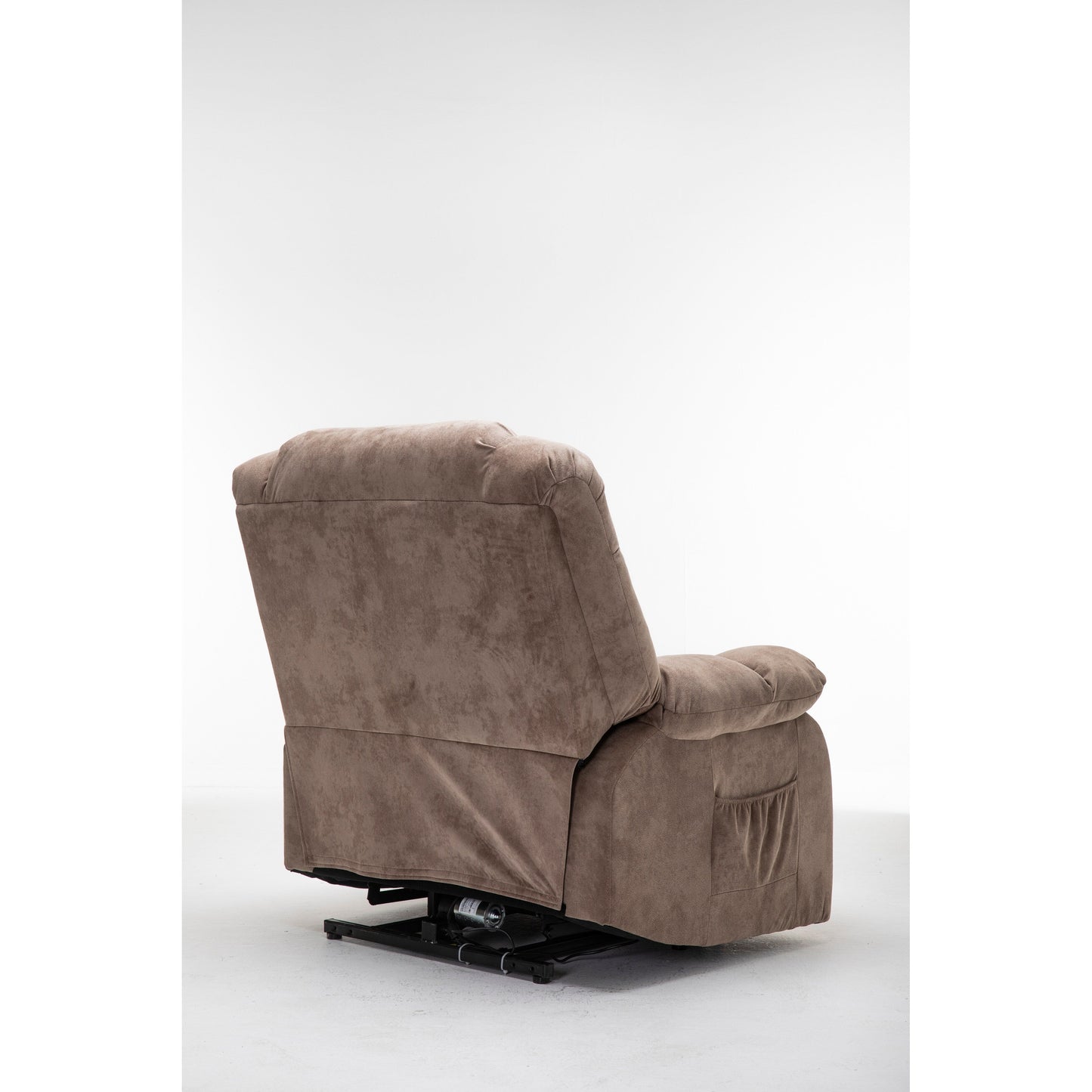 Fauteuil inclinable électrique robuste marron avec tissu antidérapant, coussin rembourré et fonctions réglables pour personnes âgées