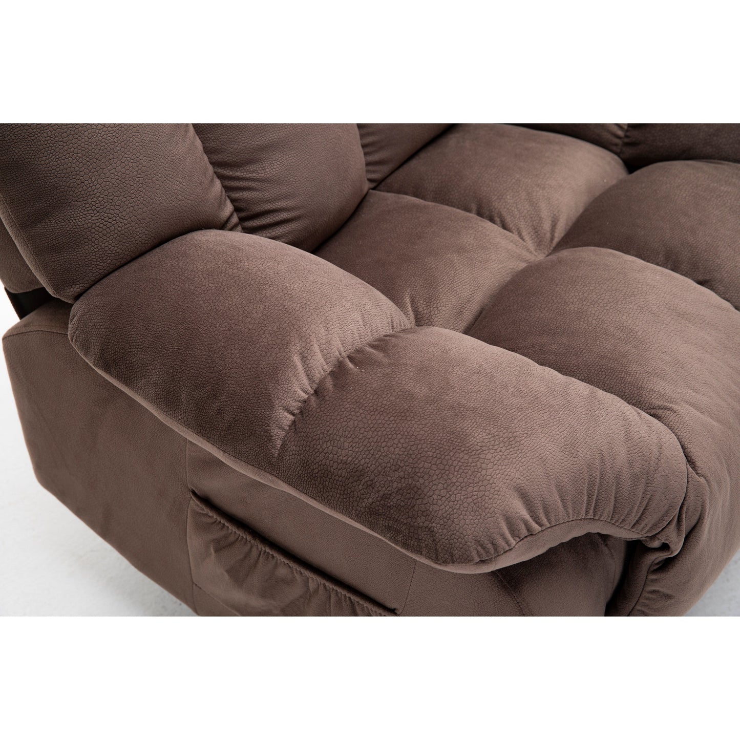 Fauteuil inclinable électrique robuste marron avec tissu antidérapant, coussin rembourré et fonctions réglables pour personnes âgées