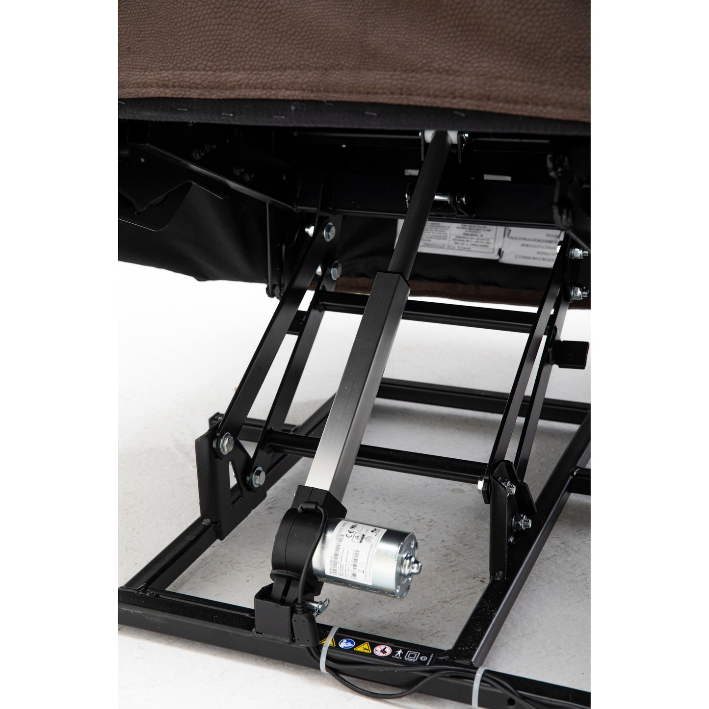 Fauteuil inclinable électrique robuste marron avec tissu antidérapant, coussin rembourré et fonctions réglables pour personnes âgées