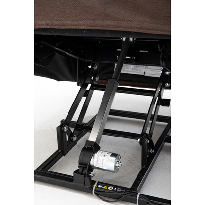 Fauteuil inclinable électrique robuste marron avec tissu antidérapant, coussin rembourré et fonctions réglables pour personnes âgées