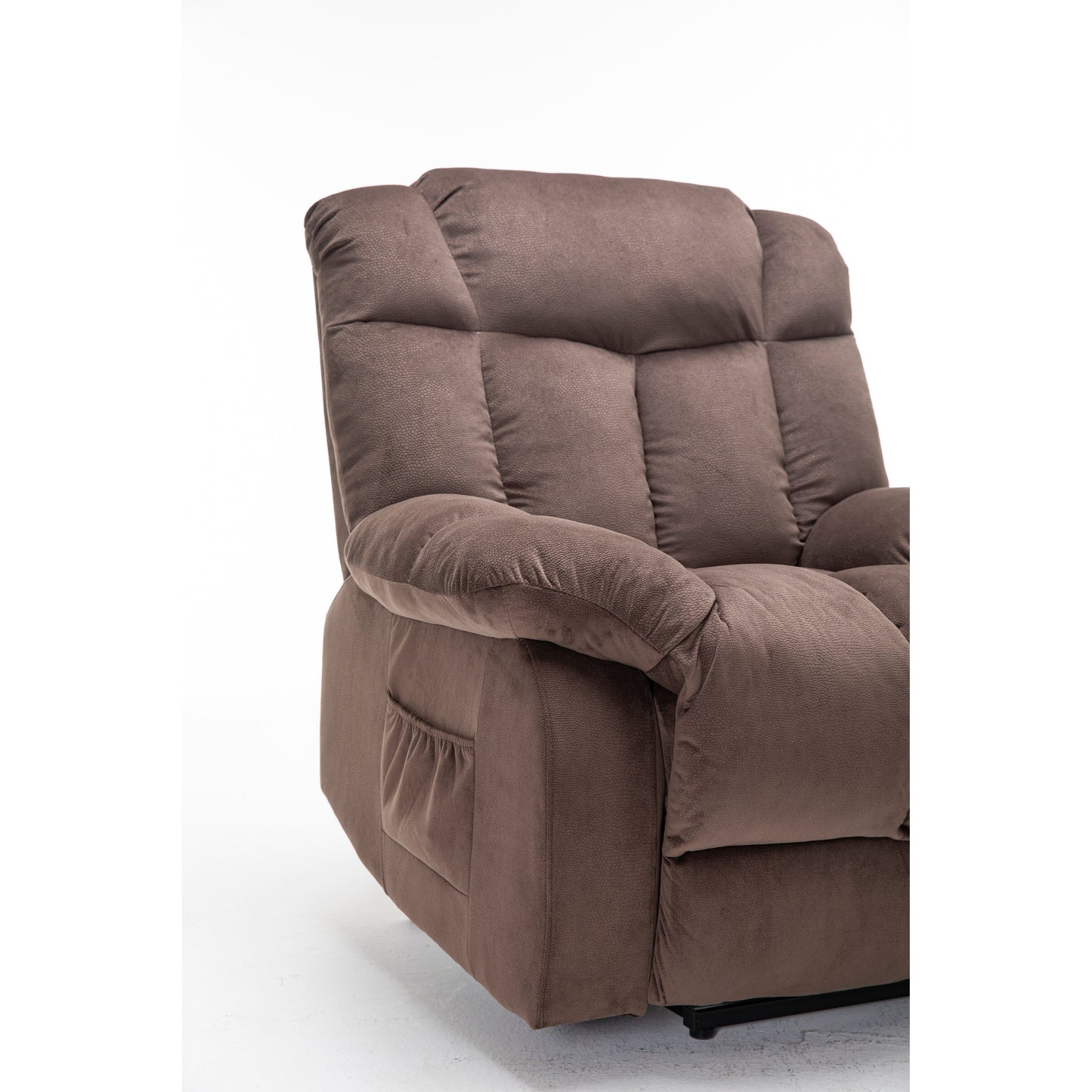 Fauteuil inclinable électrique robuste marron avec tissu antidérapant, coussin rembourré et fonctions réglables pour personnes âgées