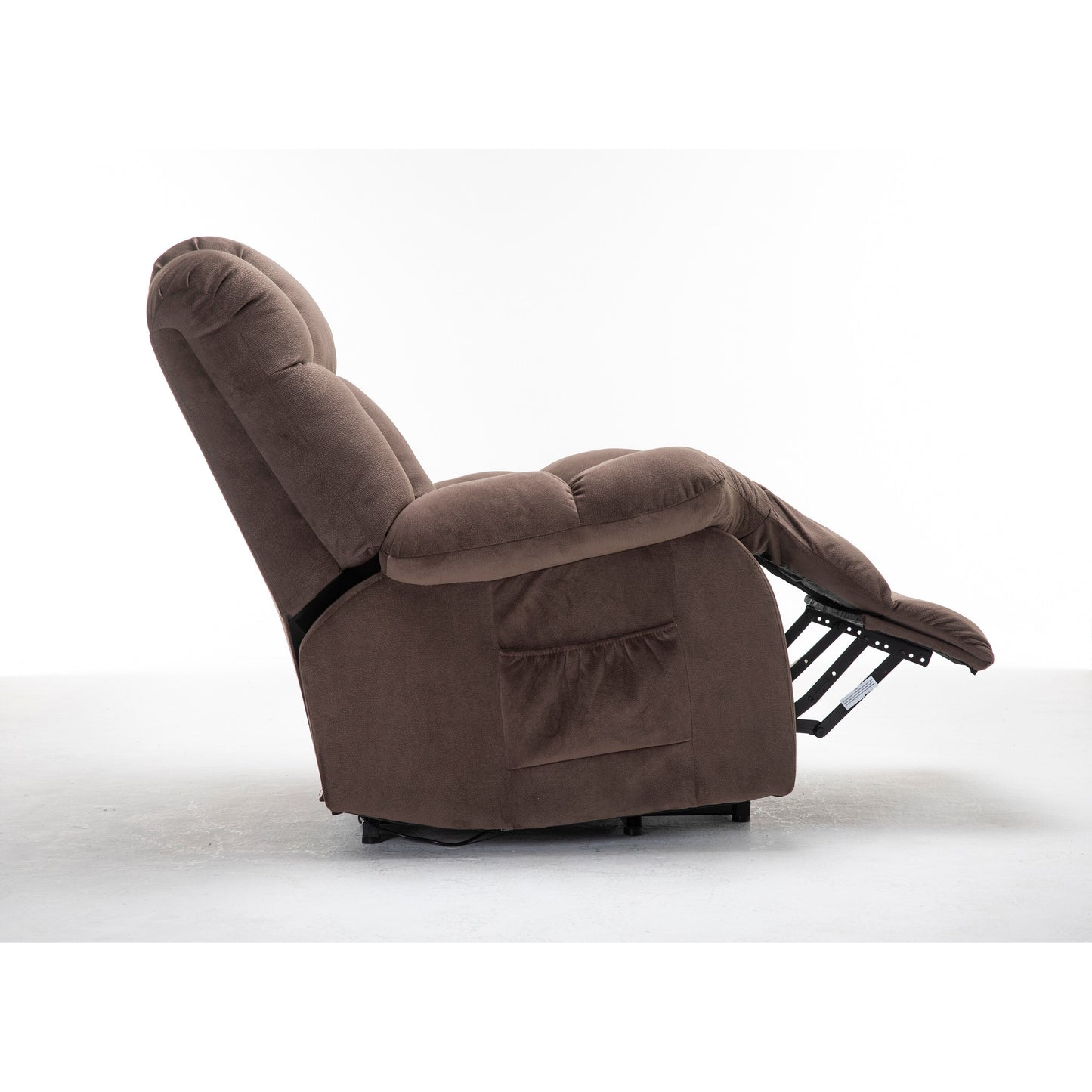 Fauteuil inclinable électrique robuste marron avec tissu antidérapant, coussin rembourré et fonctions réglables pour personnes âgées