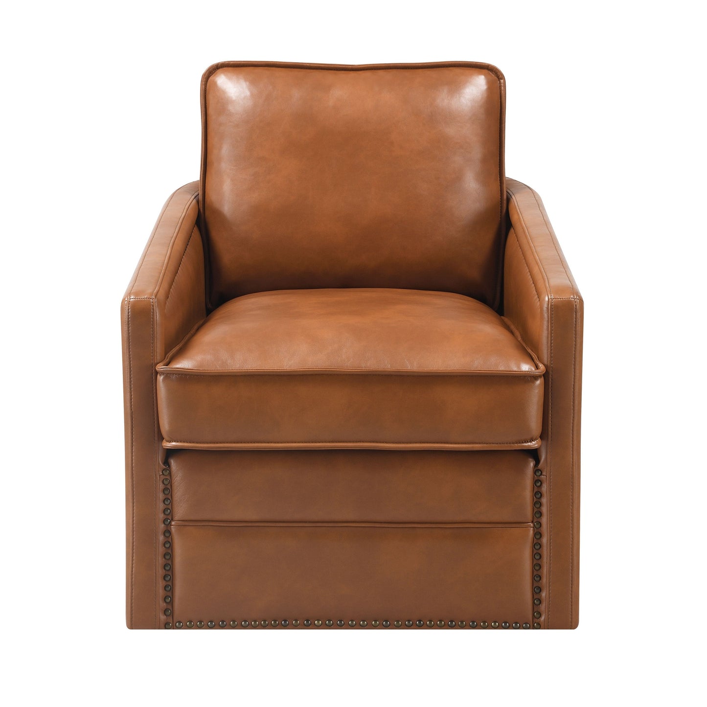 Fauteuil pivotant Aire en cuir marron avec patins