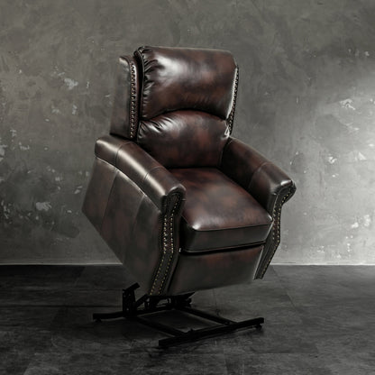 Fauteuils releveurs marron confortables en cuir reconstitué, canapé inclinable électrique avec port USB pour salon