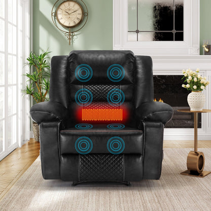 Fauteuil inclinable de massage manuel en cuir marron avec vibration à 8 points, chauffage lombaire et diverses positions d'inclinaison