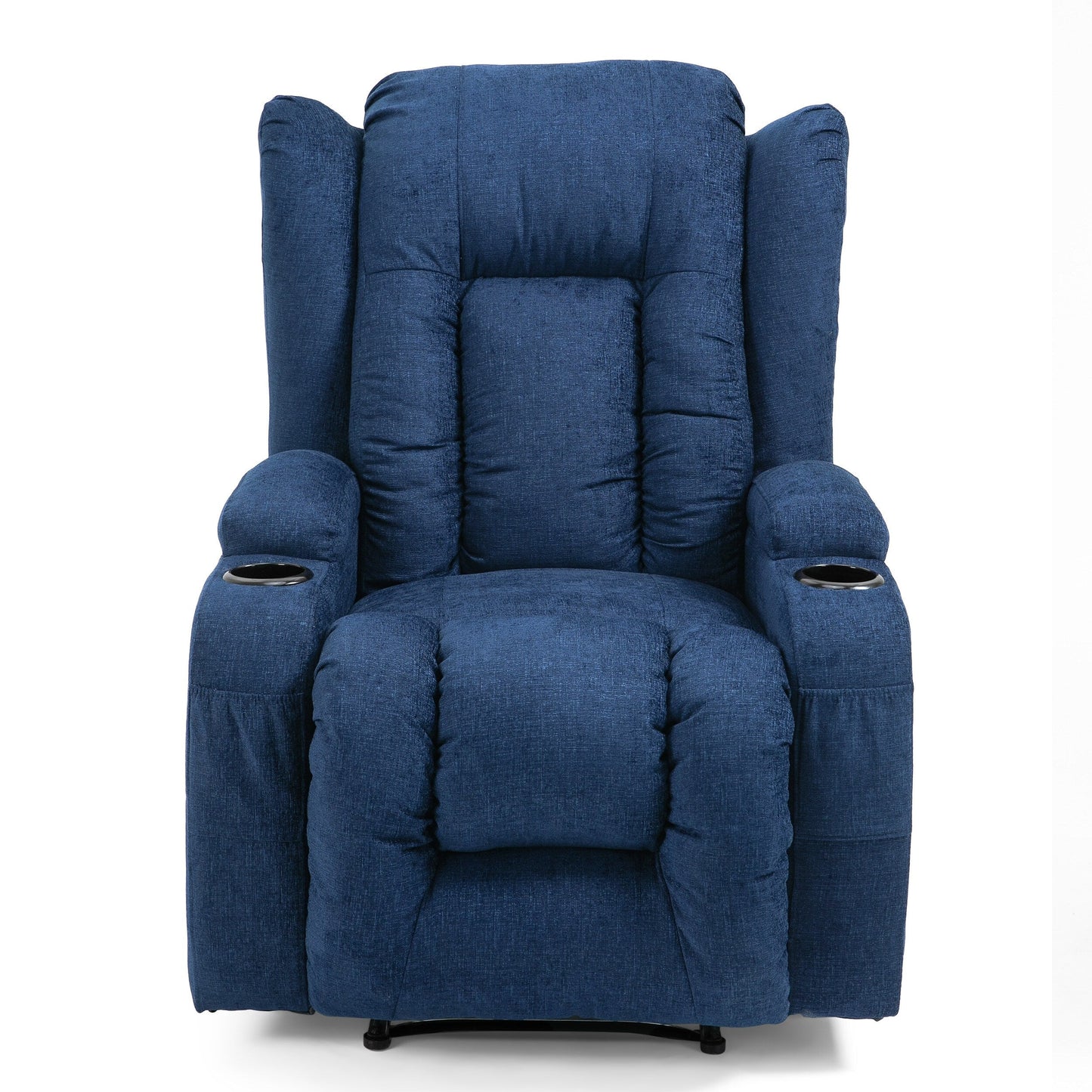 Fauteuil inclinable manuel marron avec 5 modes de massage, chauffage, télécommande, porte-gobelets et poche de rangement latérale