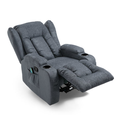 Fauteuil de massage inclinable marron avec chauffage, 5 modes de massage, porte-gobelets, télécommande et fonction d'inclinaison manuelle