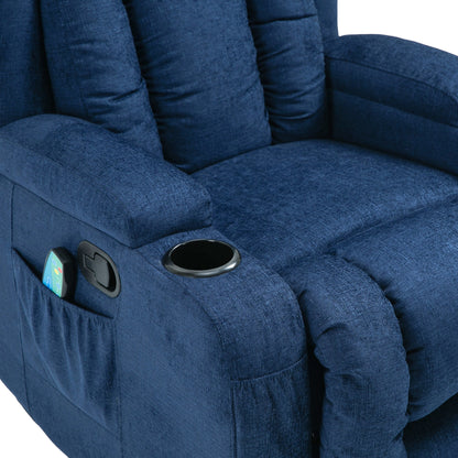 Fauteuil de massage inclinable marron avec chauffage, 5 modes, porte-gobelets, télécommande et fonction d'inclinaison manuelle