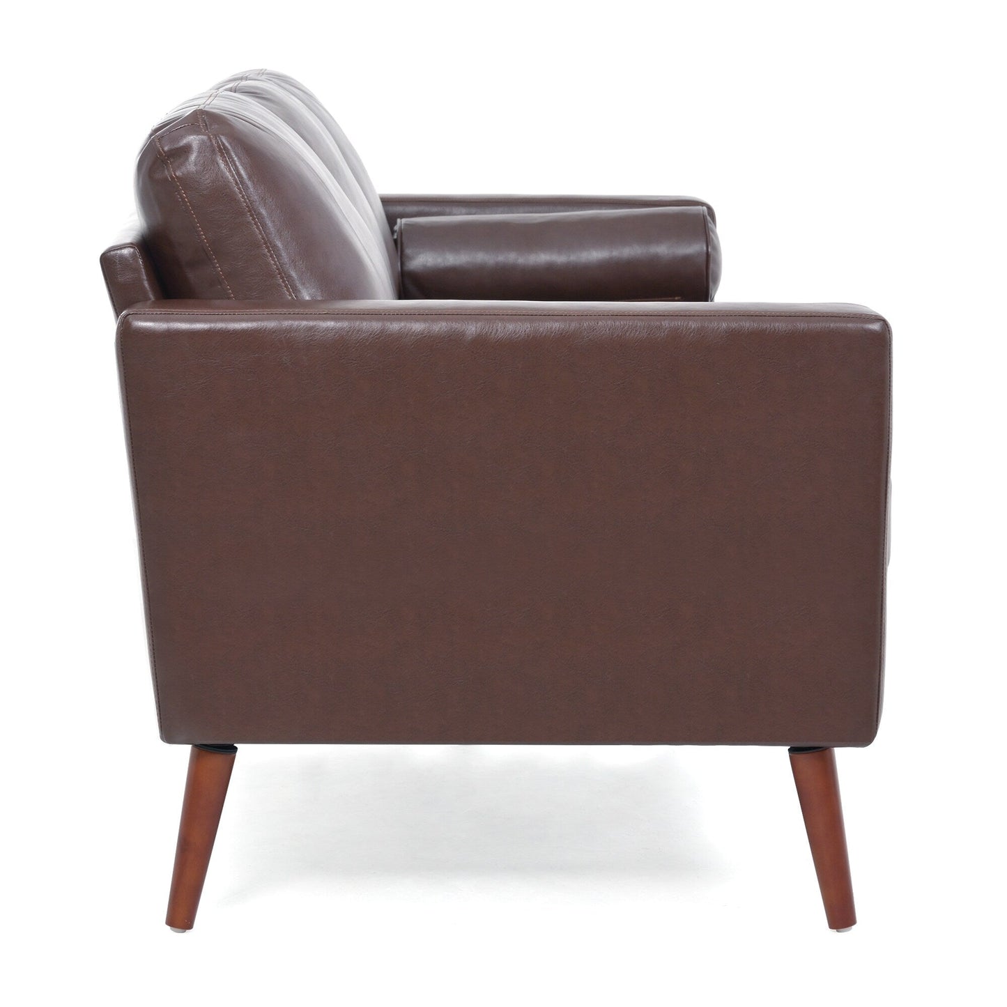 Canapé 3 places marron Mid Century Modern 76,7 PU avec structure en bois de fer pour le salon