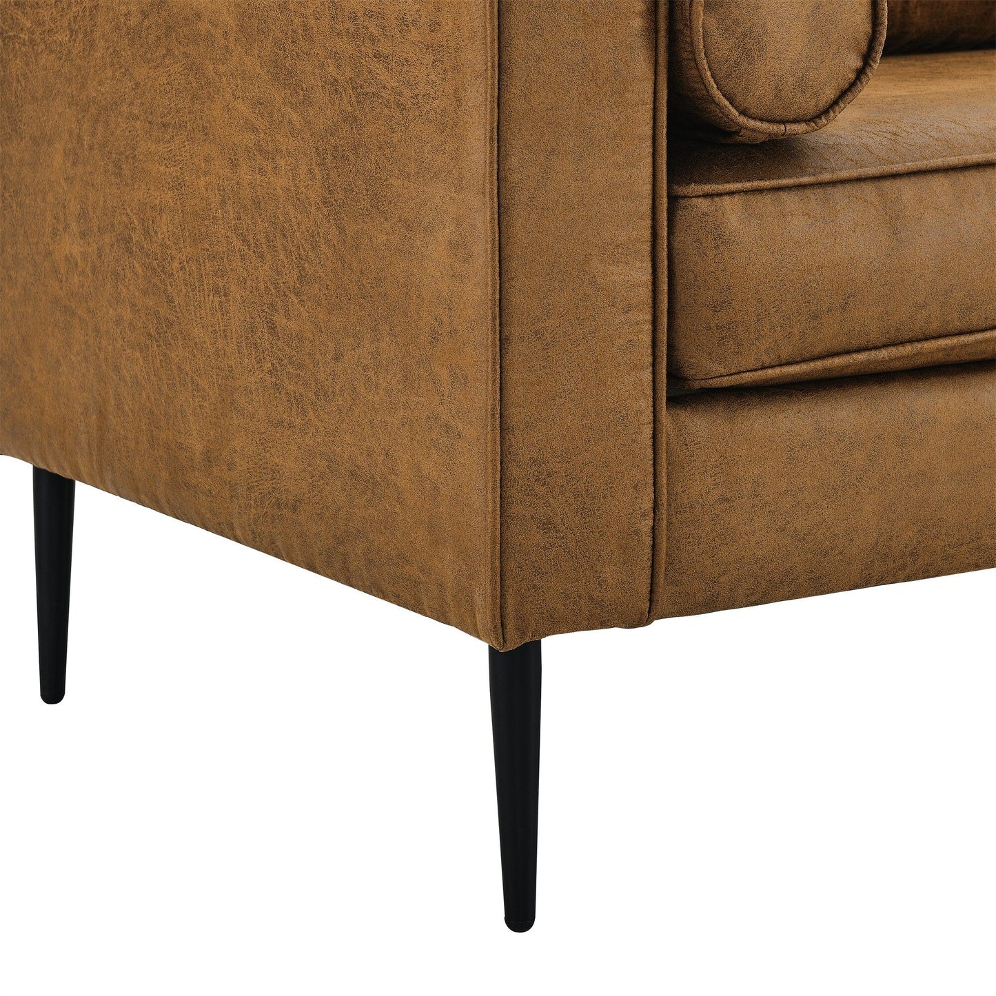 Canapé causeuse rembourré marron de style Mid-Century Modern 79 avec coussins et oreillers pour le salon