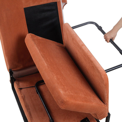 Canapé-lit convertible simple en velours côtelé marron moderne 36,61 po avec dossier inclinable pour salon