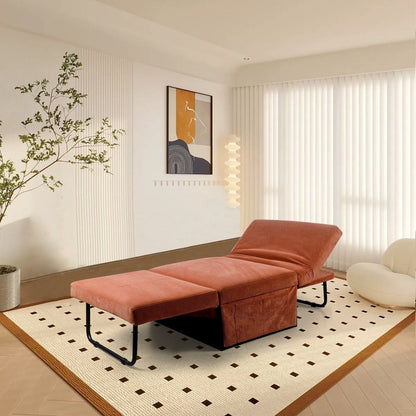 Canapé-lit convertible simple en velours côtelé marron moderne 36,61 po avec dossier inclinable pour salon